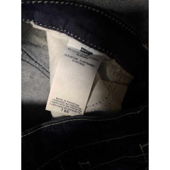 levi 524 Too SuperLow Straight size 7 S/C Embroidered Pockets Medium Wash - Picture 3 of 8